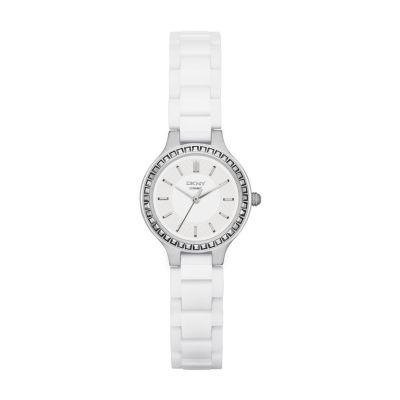 DKNY CHAMBERS GLITZ WHITE CERAMIC WATCH