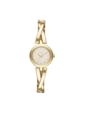 DKNY CROSSWALK GOLD-TONE CROSSOVER BANGLE WATCH