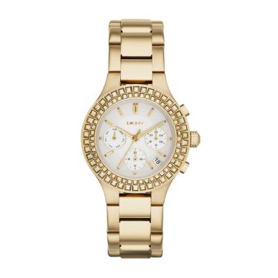 DKNY CHAMBERS GOLD-TONE CHRONO WATCH