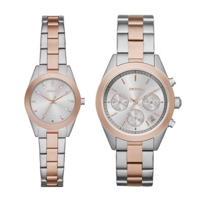 DKNY JITNEY TWO-TONE PAIR WATCH SET