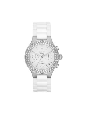 DKNY Chambers Large Ceramic Chronograph Watch with Glitz