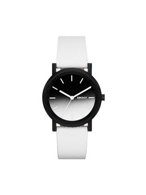 DKNY SOHO WHITE LEATHER OMBRE LARGE ROUND FACE WATCH