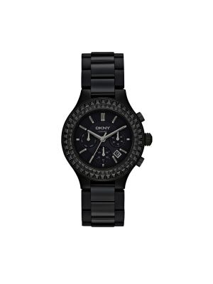 DKNY CHAMBERS LARGE CERAMIC BLACK CHRONOGRAPH WATCH WITH GLITZ