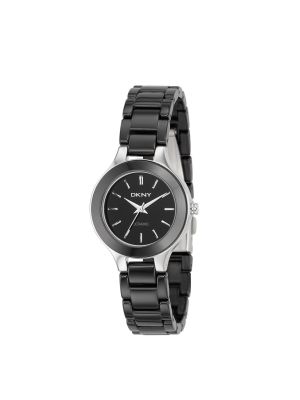 DKNY CHAMBERS SMALL BLACK ROUND CERAMIC WATCH