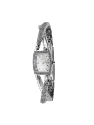 DKNY CROSBY CRISS CROSS SILVER WATCH WITH GLITZ